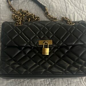 Kurt Geiger Black Quilted Bag with Gold Chain